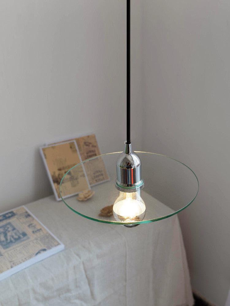 Metavaya Pendant lamp Dia 23cm x H 15cm / ∅ 9.1″ x H 5.9″ / Chrome Flat Glass Pendant Lamp 6938617817503 M2023113005-1