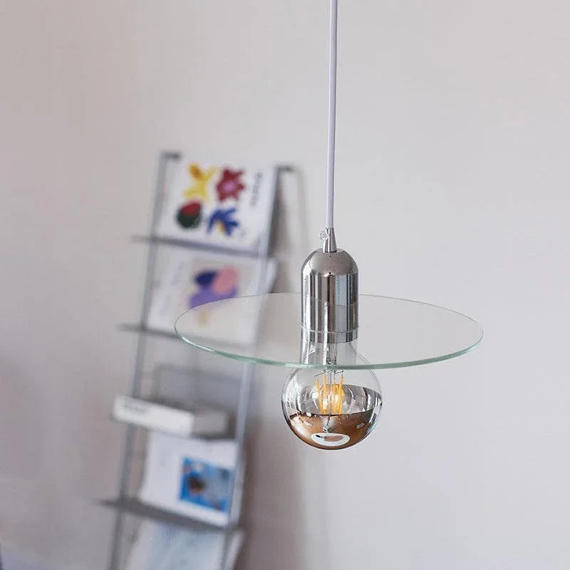 Metavaya Pendant lamp Dia 23cm x H 15cm / ∅ 9.1″ x H 5.9″ / Chrome Flat Glass Pendant Lamp 6938617817503 M2023113005-1