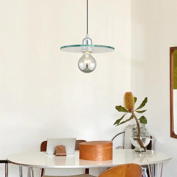 Metavaya Pendant lamp Dia 23cm x H 15cm / ∅ 9.1″ x H 5.9″ / Chrome Flat Glass Pendant Lamp 6938617817503 M2023113005-1