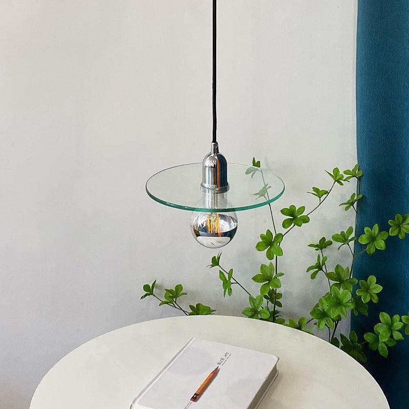 Metavaya Pendant lamp Dia 23cm x H 15cm / ∅ 9.1″ x H 5.9″ / Chrome Flat Glass Pendant Lamp 6938617817503 M2023113005-1