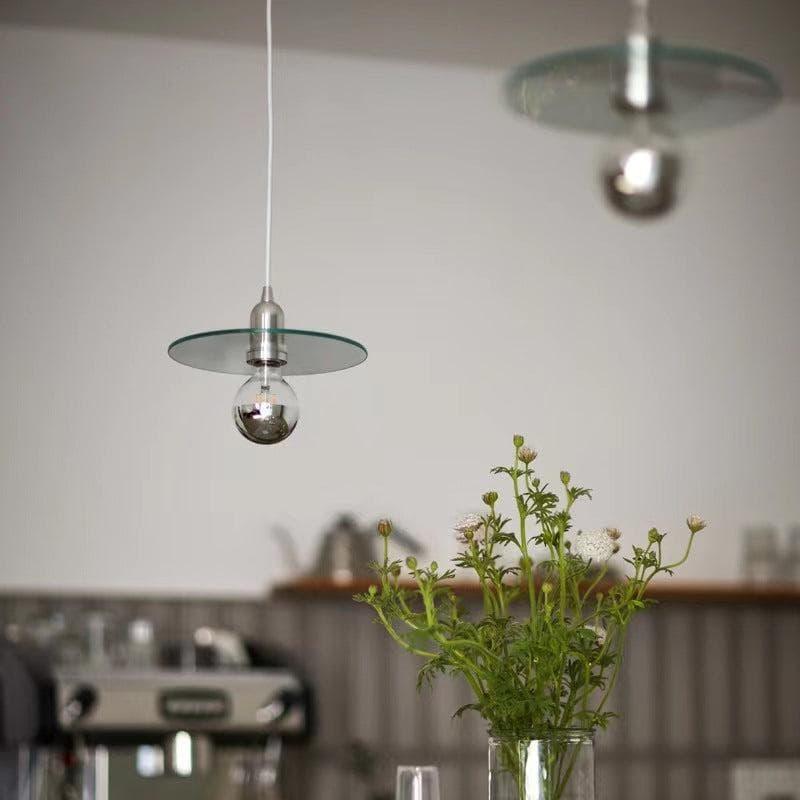 Metavaya Pendant lamp Dia 23cm x H 15cm / ∅ 9.1″ x H 5.9″ / Chrome Flat Glass Pendant Lamp 6938617817503 M2023113005-1