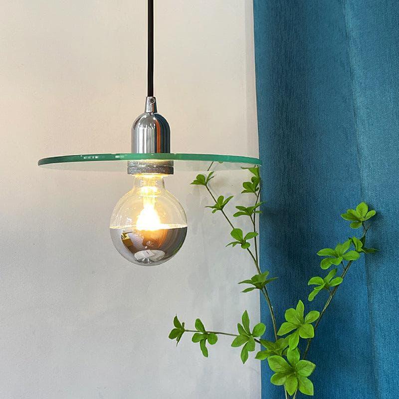 Metavaya Pendant lamp Dia 23cm x H 15cm / ∅ 9.1″ x H 5.9″ / Chrome Flat Glass Pendant Lamp 6938617817503 M2023113005-1