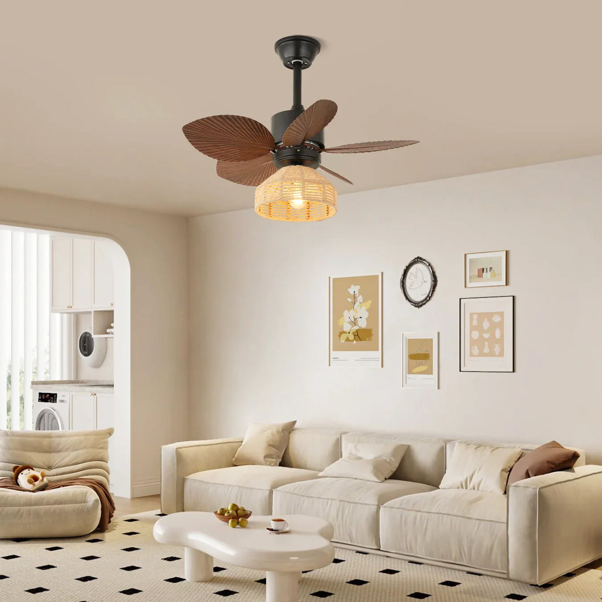 Flora Banana Leaf Ceiling Fan Light - view 8 | Metavaya