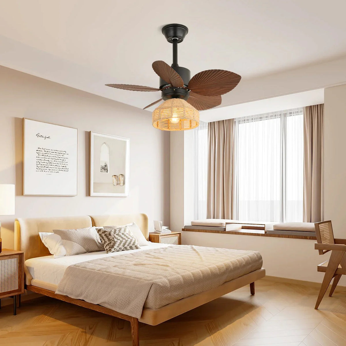 Flora Banana Leaf Ceiling Fan Light - view 5 | Metavaya