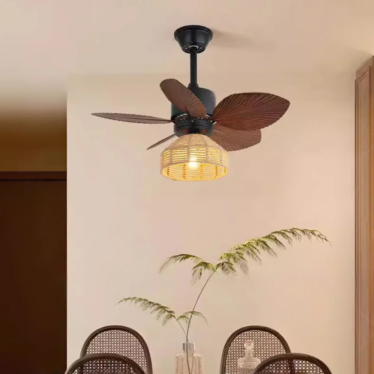 Flora Banana Leaf Ceiling Fan Light - view 2 | Metavaya