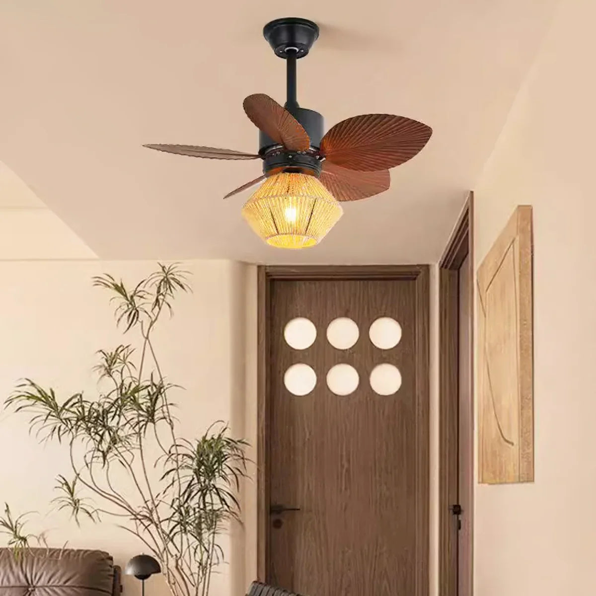 Flora Banana Leaf Ceiling Fan Light - view 4 | Metavaya