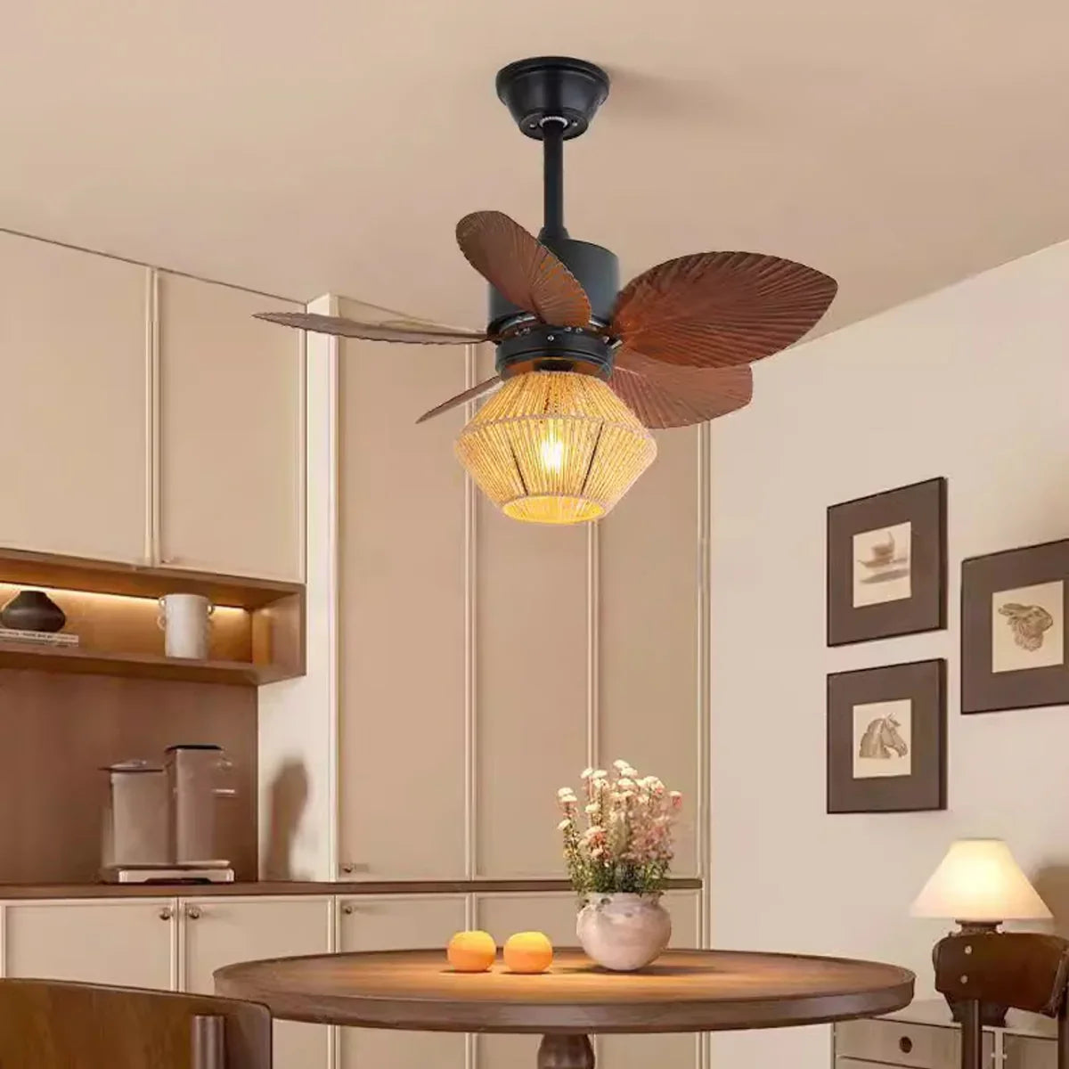 Flora Banana Leaf Ceiling Fan Light - view 3 | Metavaya