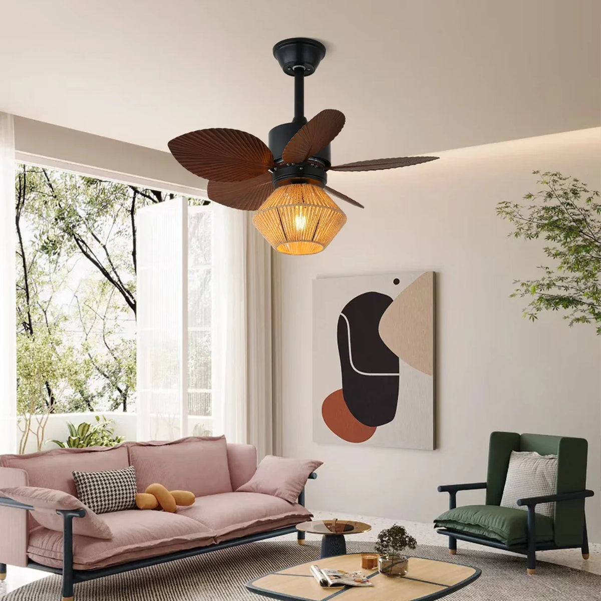Flora Banana Leaf Ceiling Fan Light - view 9 | Metavaya