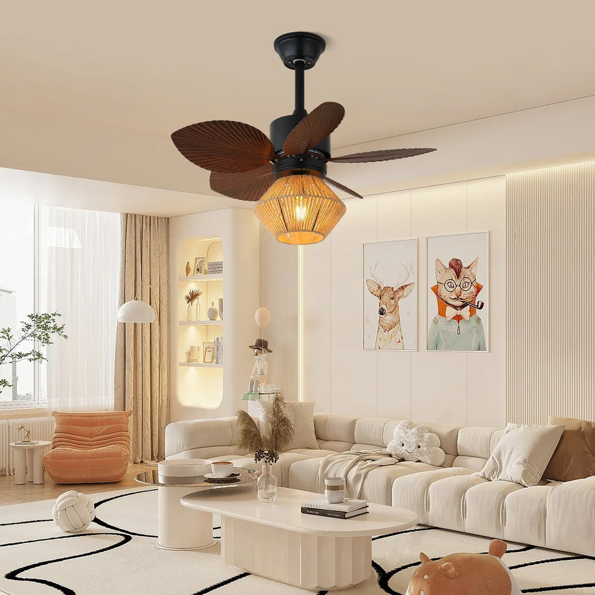 Flora Banana Leaf Ceiling Fan Light - view 7 | Metavaya
