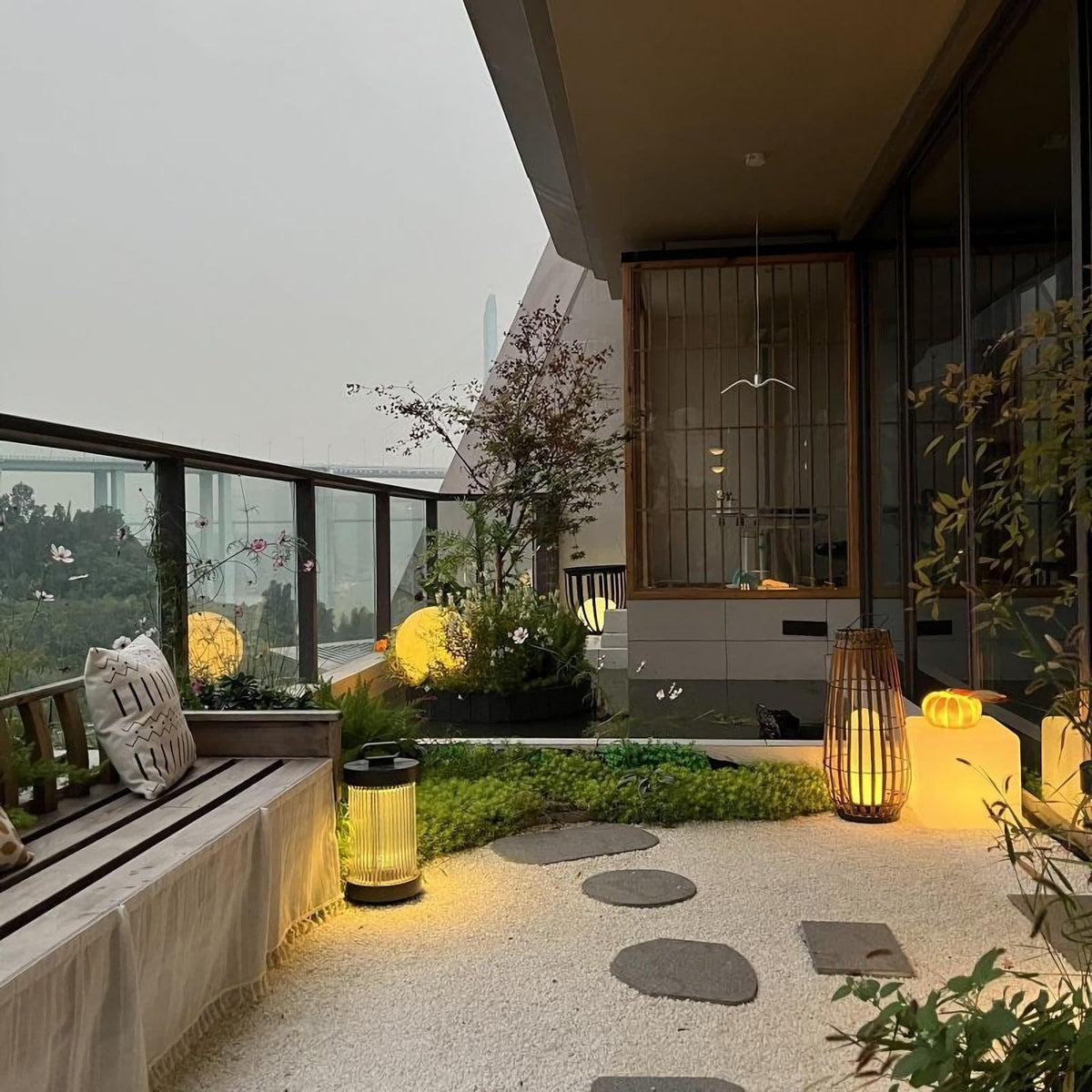 Metavaya Floor lamp Garden Rattan Floor Lamp