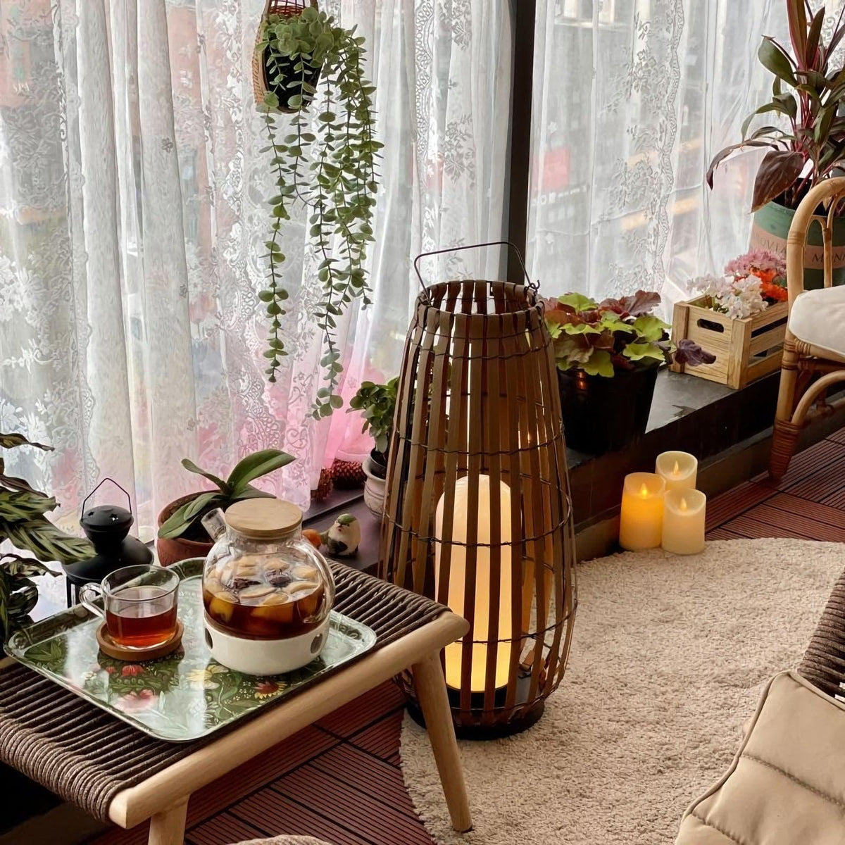 Metavaya Floor lamp Garden Rattan Floor Lamp