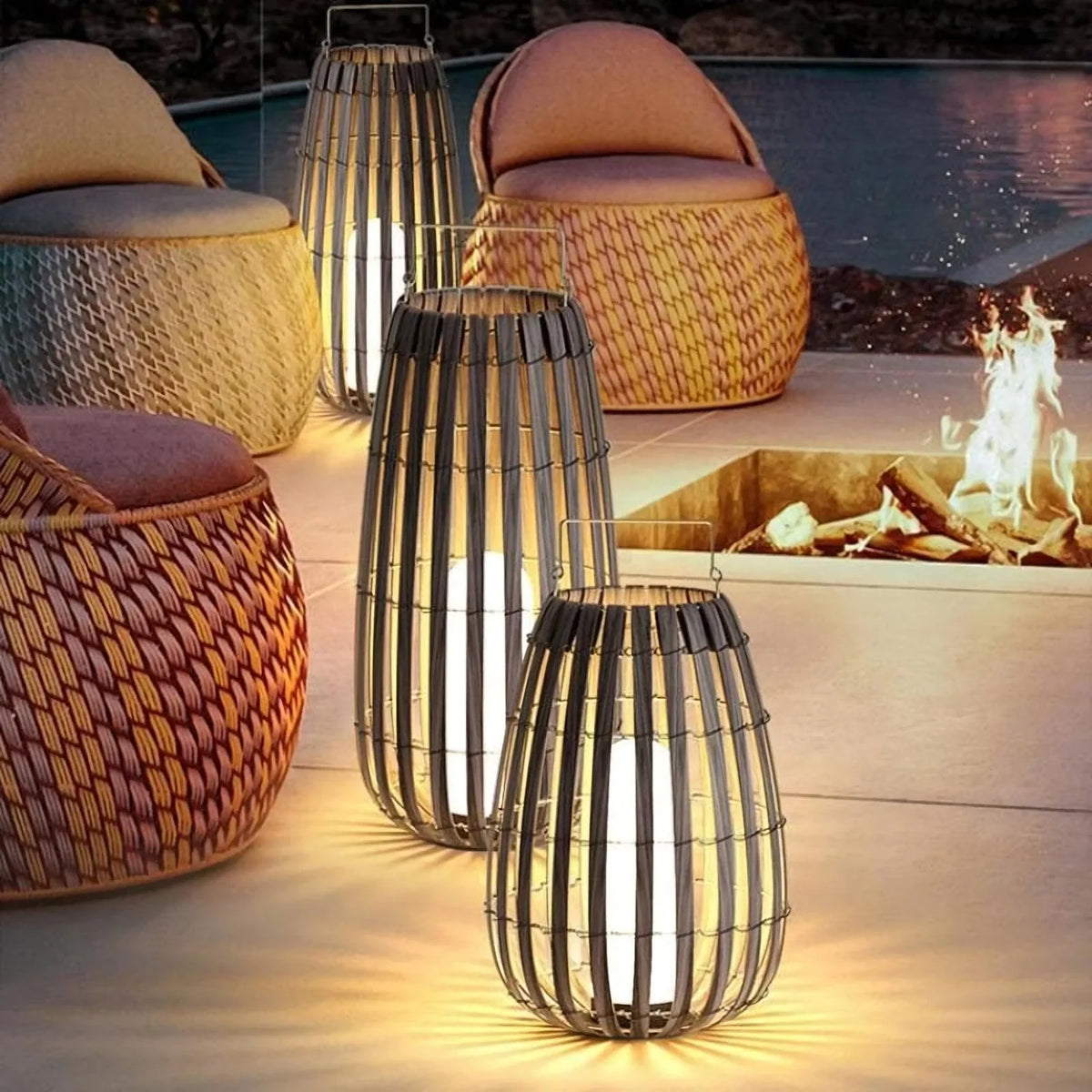 Metavaya Floor lamp Garden Rattan Floor Lamp