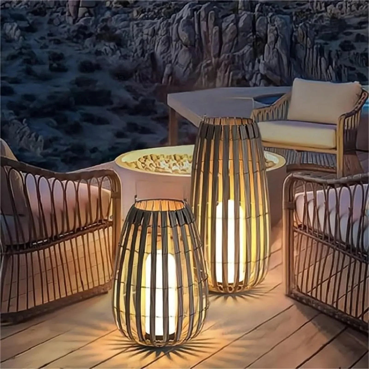 Metavaya Floor lamp Garden Rattan Floor Lamp