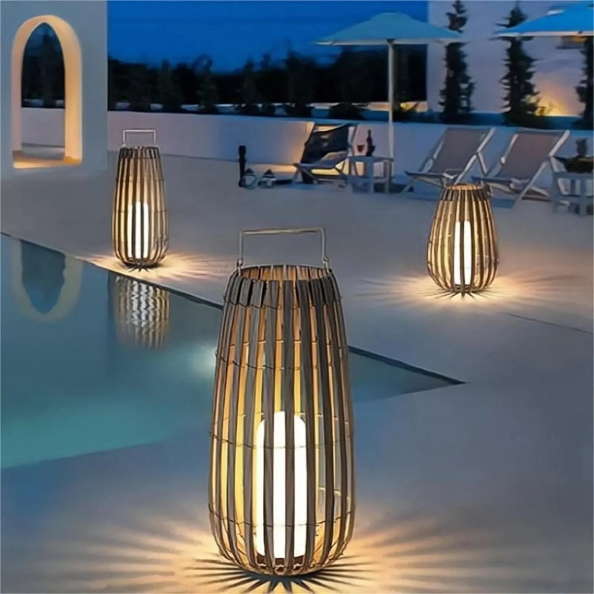 Metavaya Floor lamp Garden Rattan Floor Lamp