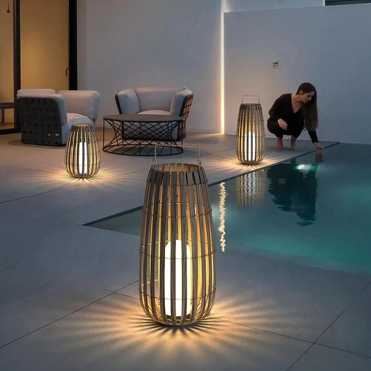 Metavaya Floor lamp Garden Rattan Floor Lamp