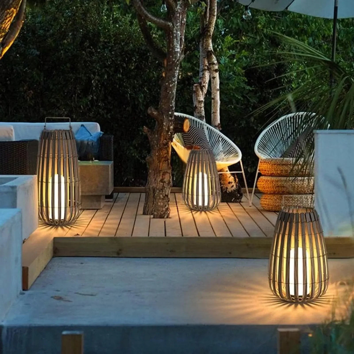 Metavaya Floor lamp Garden Rattan Floor Lamp