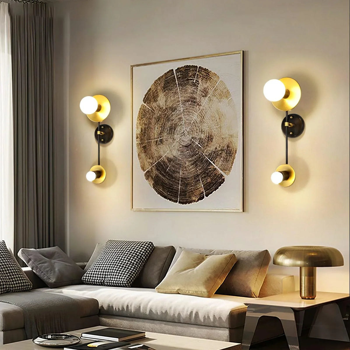 Metavaya Wall light Dia 18cm x H 50cm / ∅ 7.1″ x H 19.7″*2 / Black+Gold Geometric Composition Wall Light 6938617819019 M2023120805-2