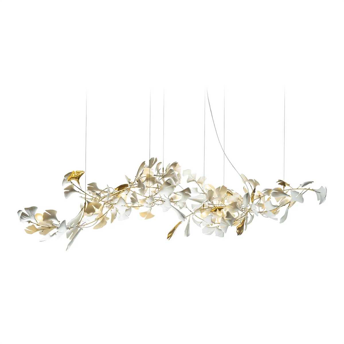 Metavaya Chandelier L 160cm x W 40cm x H 25cm / L 63″ x W 15.7″ x H 9.8″ / White Gingko Chandelier A 6938617787936 M2023100203-4