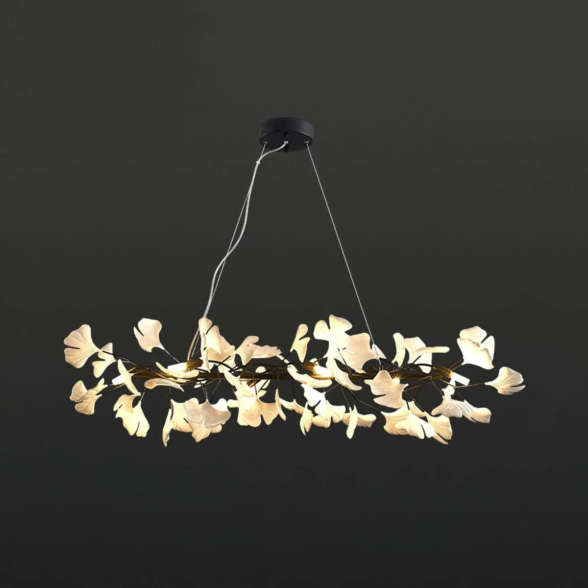 Metavaya Chandelier L 100cm x W 30cm / L 39.4″ x W 11.8″ / Black+White Gingko Chandelier M 6938617788131 M2023100303-1