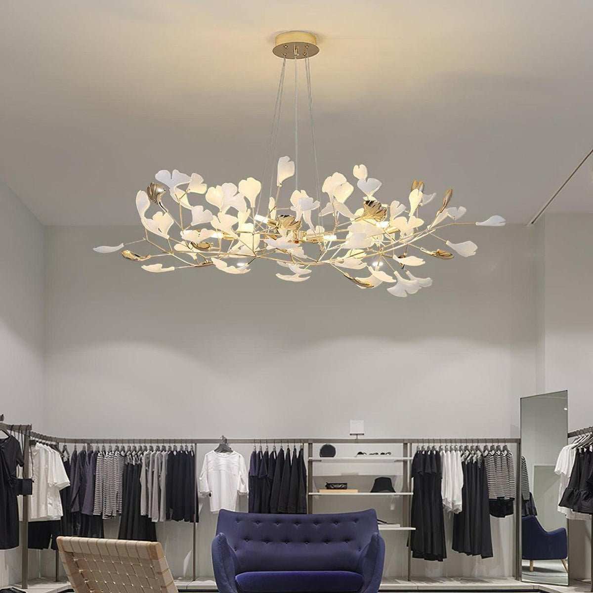 Metavaya Chandelier L 100cm x H 150cm / L 39.3″ x H 59″ / White Gingko Chandelier N 6938617788193 M2023100304-1