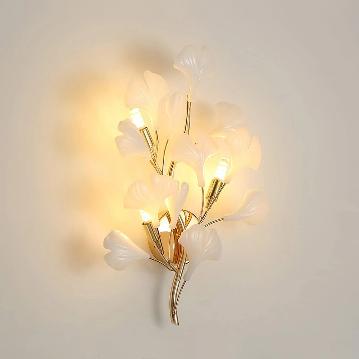 Metavaya Wall lamp Dia 35cm x H 50cm / ∅ 13.8″ x H 19.7″ / Gold+White Gingko Wall Lamp 6938617788520 M2023100310-1