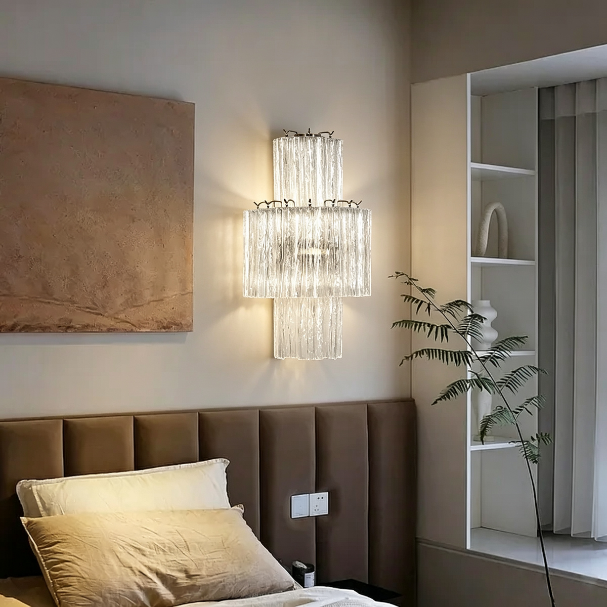 Glacier Tier Glass Wall Light - view 4 | Metavaya
