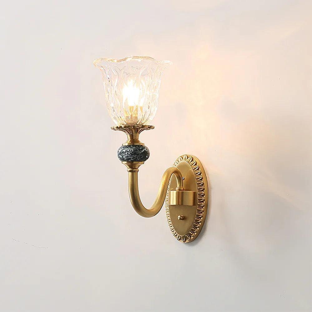 Metavaya Wall lamp L 15cm x W 29cm x H 33cm / Brass & Green Ceramics Glass Ceramic Wall Lamp 662668874692 M2023061802-1