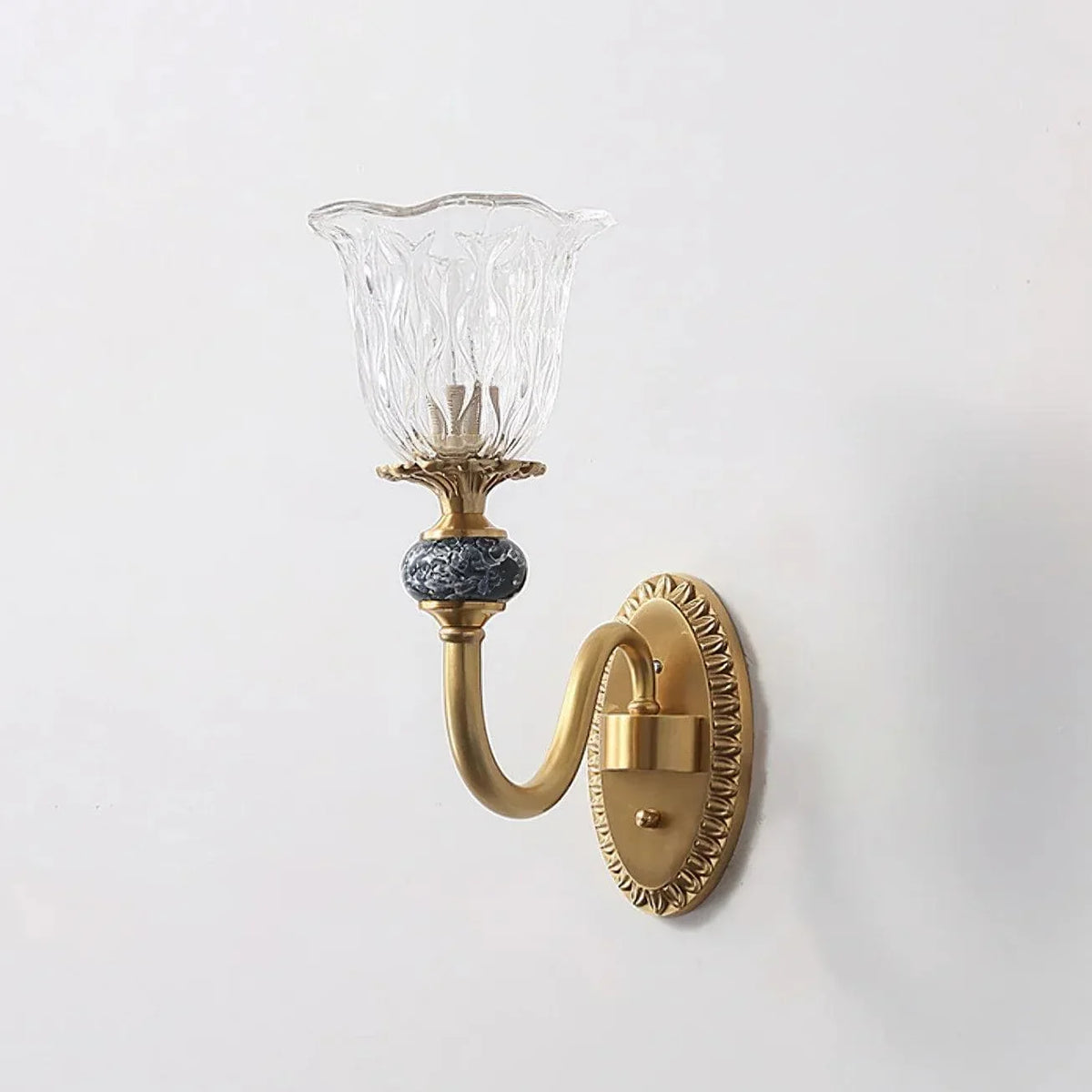 Metavaya Wall lamp L 44cm x W 23.5cm x H 33cm Set of 2 / Brass & Green Ceramics Glass Ceramic Wall Lamp 662668874715 M2023061802-3