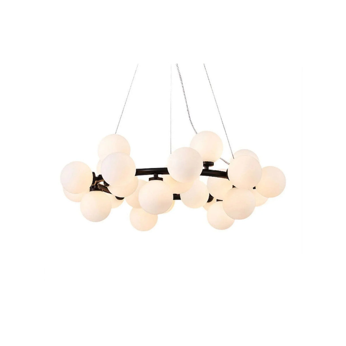 Metavaya Chandelier 25 heads ∅ 73 cm x H 150 cm / ∅ 28.7″ x H 47.2″ / Black Glass Globe Chandelier 662668828718 M2023121605-2 Glass Ball Chandelier | Discount Sale