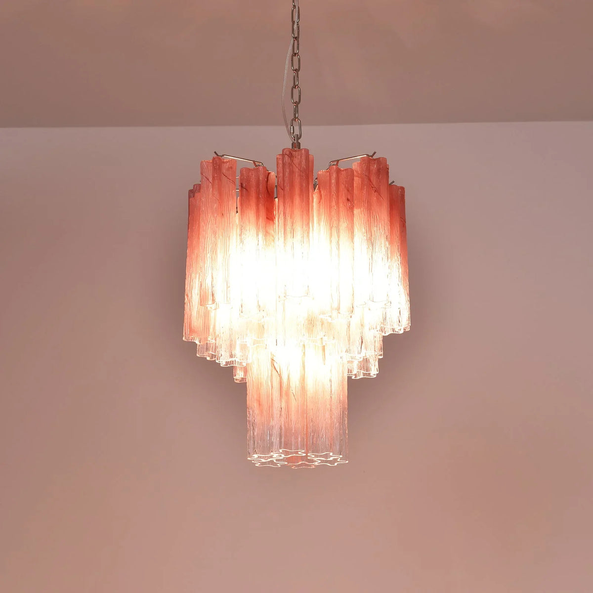 Gradient Red Glass Tube Chandelier - view 16 | Metavaya
