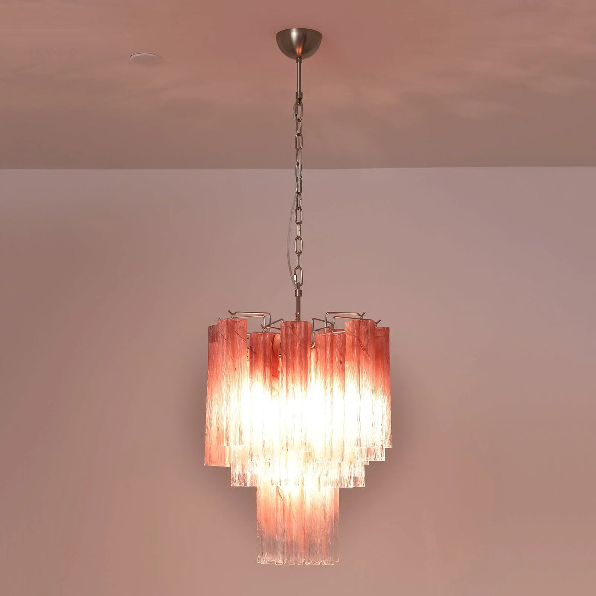 Gradient Red Glass Tube Chandelier - view 17 | Metavaya