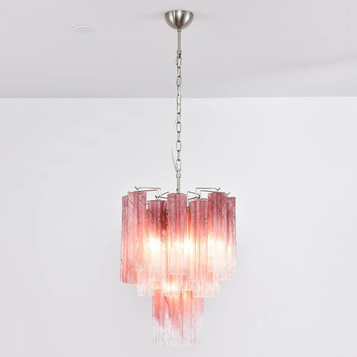 Gradient Red Glass Tube Chandelier - view 19 | Metavaya
