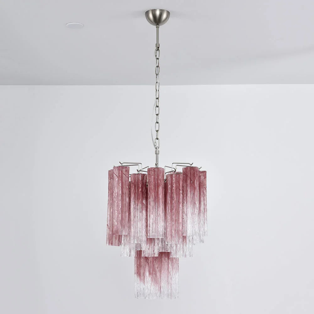 Gradient Red Glass Tube Chandelier - view 6 | Metavaya