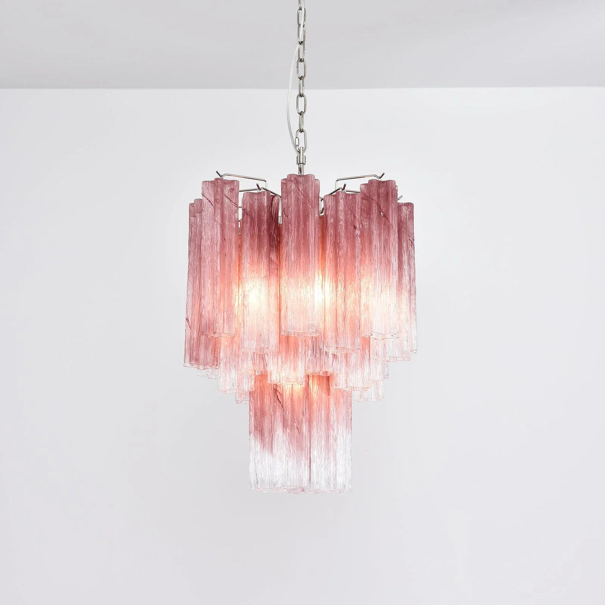 Gradient Red Glass Tube Chandelier - view 7 | Metavaya