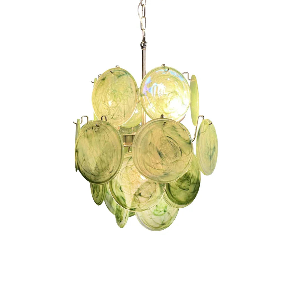 Green Disc Glass Chandelier | Metavaya