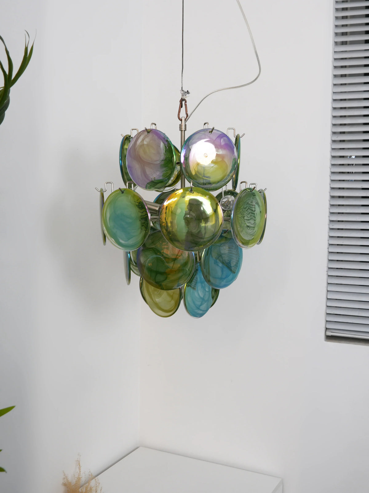 Green Disc Glass Chandelier - view 9 | Metavaya