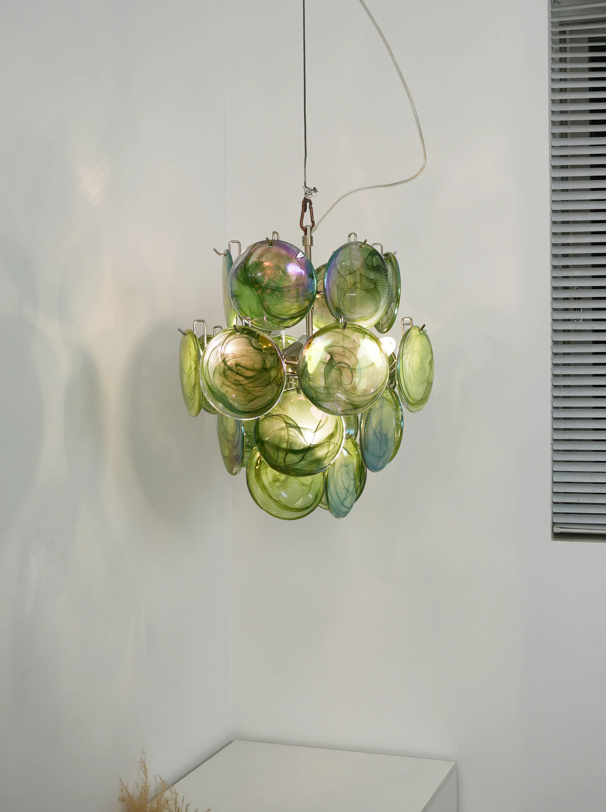 Green Disc Glass Chandelier - view 8 | Metavaya