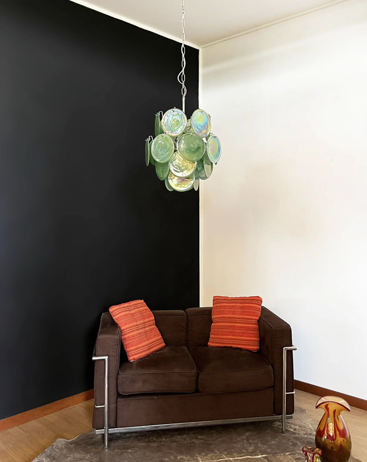 Green Disc Glass Chandelier - view 12 | Metavaya