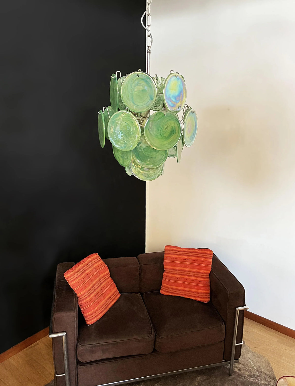 Green Disc Glass Chandelier - view 5 | Metavaya