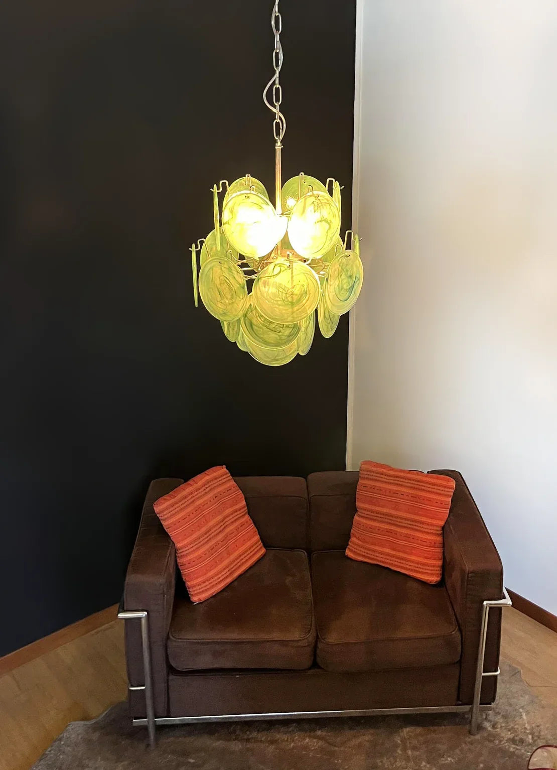 Green Disc Glass Chandelier - view 3 | Metavaya