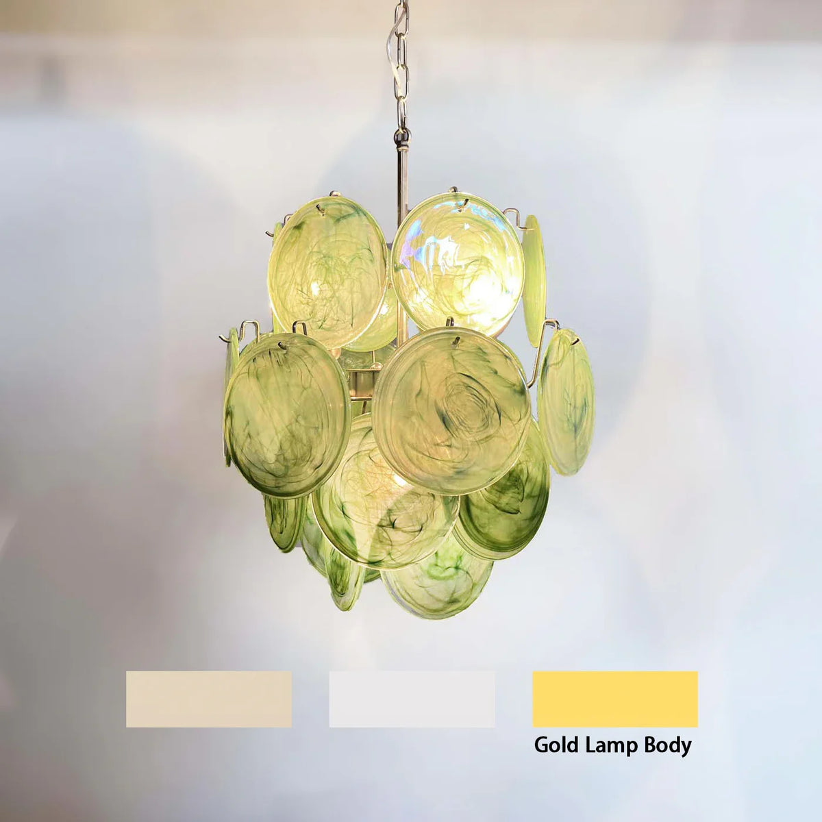 Green Disc Glass Chandelier - view 19 | Metavaya