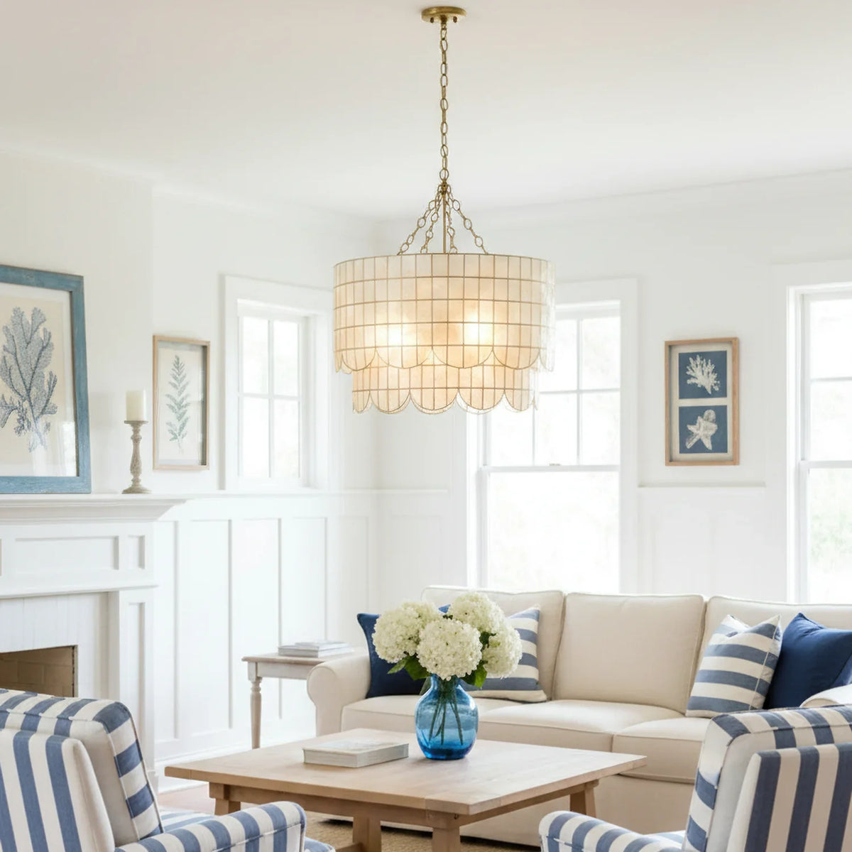 Hailee Capiz Chandelier - view 3 | Metavaya