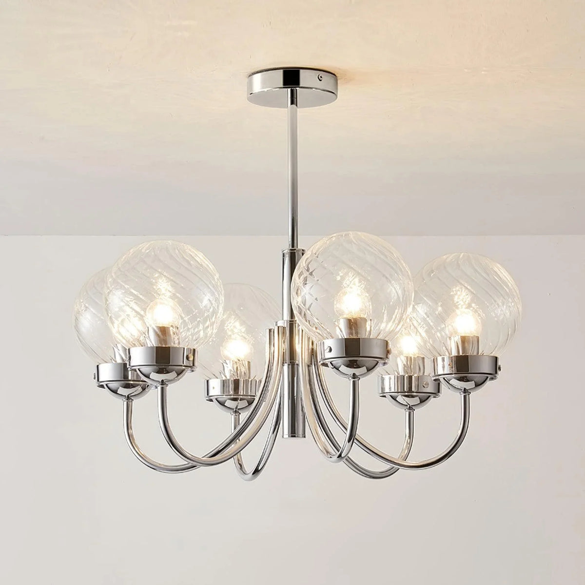Metavaya Chandelier 6 heads Size: Dia 60cm x H 30cm / ∅ 23.6″ x H 11.8″ / Chrome Hamilton Chandelier 6938617789992 M2023101103-1