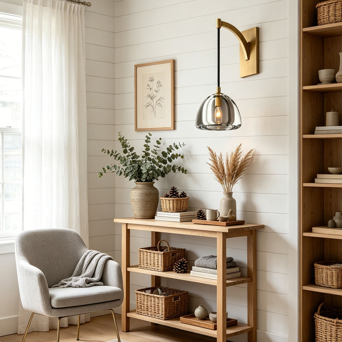 Hemispherical Brass Wall Lamp - view 2 | Metavaya