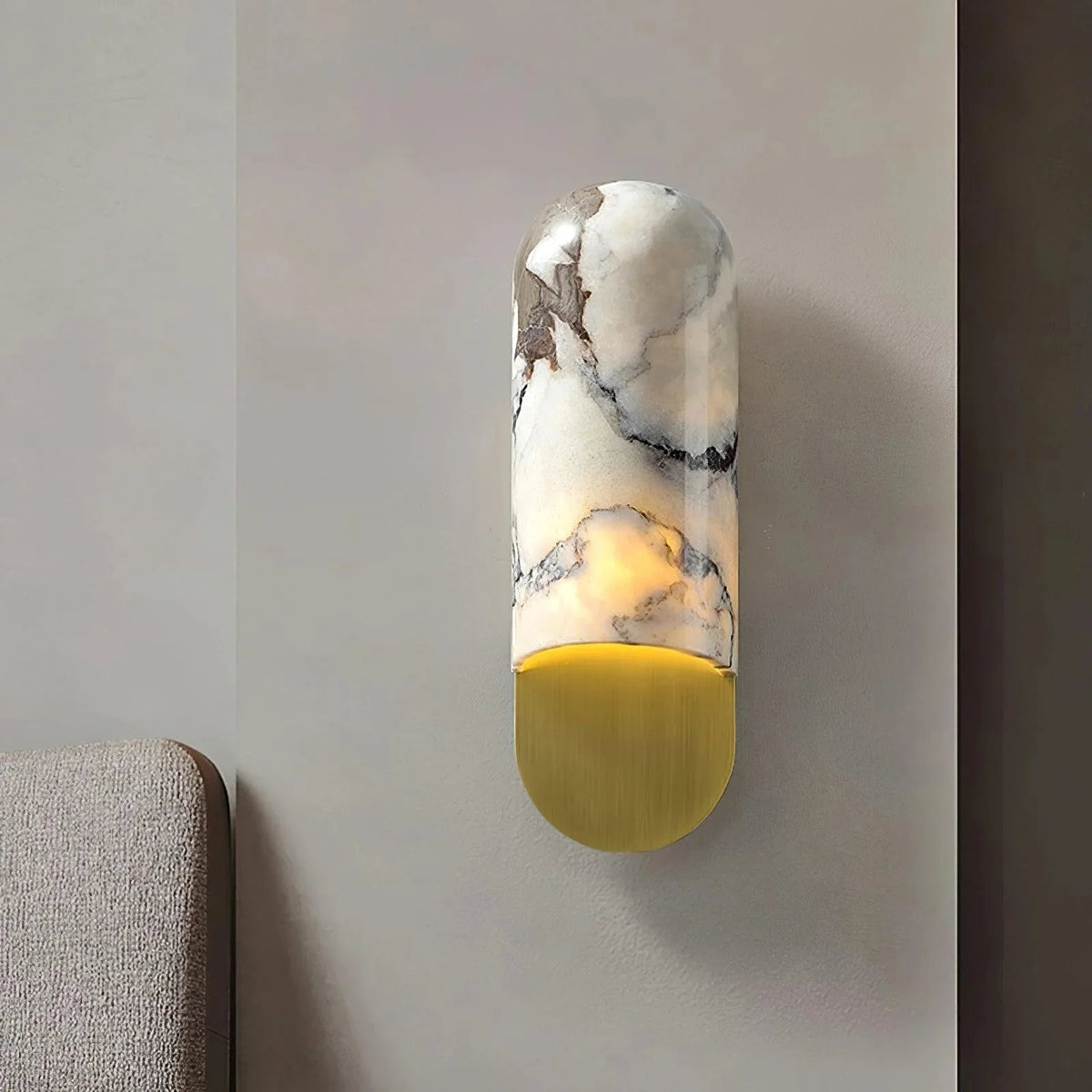 Metavaya Wall lamp Dia 12cm X H 34.8cm / ∅ 3.8″ X H 17.4″ / White+Gold Hl Wall Sconce 662668876856 M202403194-1 Marble, Hl Wall Sconce - Buy online