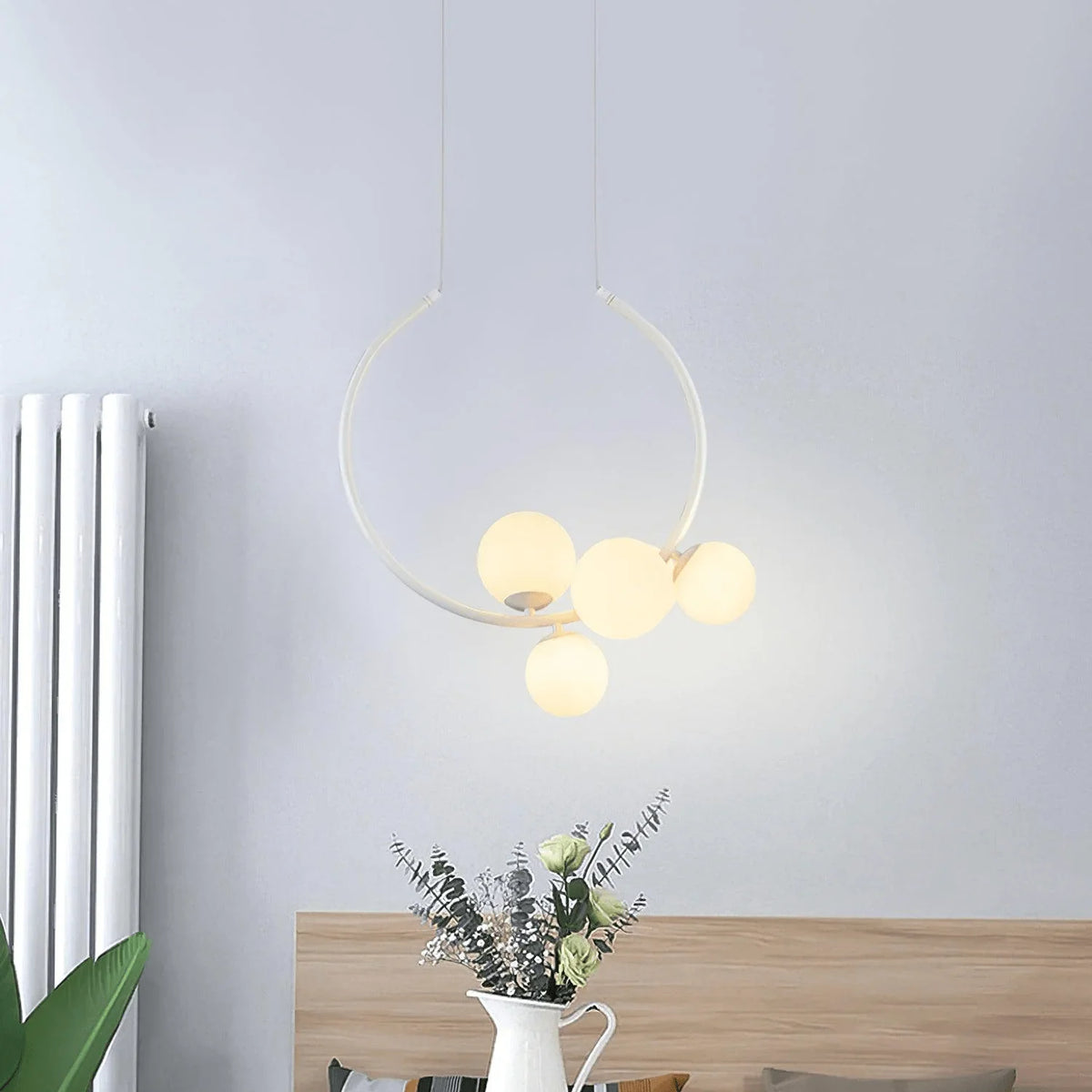 Metavaya Pendant light Dia 48cm x H 53cm / ∅ 18.9″ x H 20.9″ / White Glass Bubble Pendant Light 662668838137 M2023121903-2 Glass Bubble Pendant Light Sale