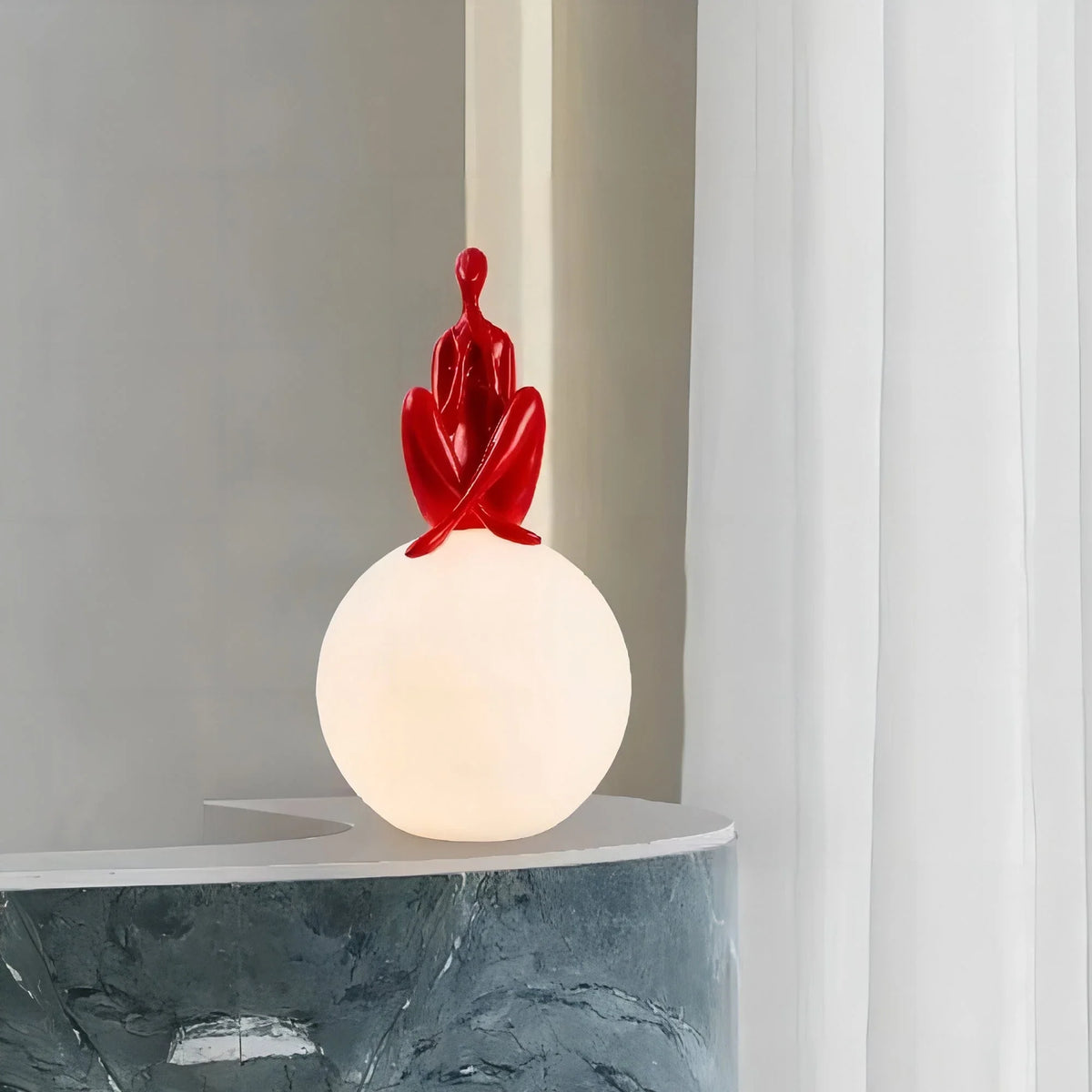 Metavaya Table lamp Size: Dia 25cm x H 53cm / ∅ 9.8″ x H 20.9″ / Red / US plug Statue Deco Table Lamp - B 662668900339 M2023123105-5