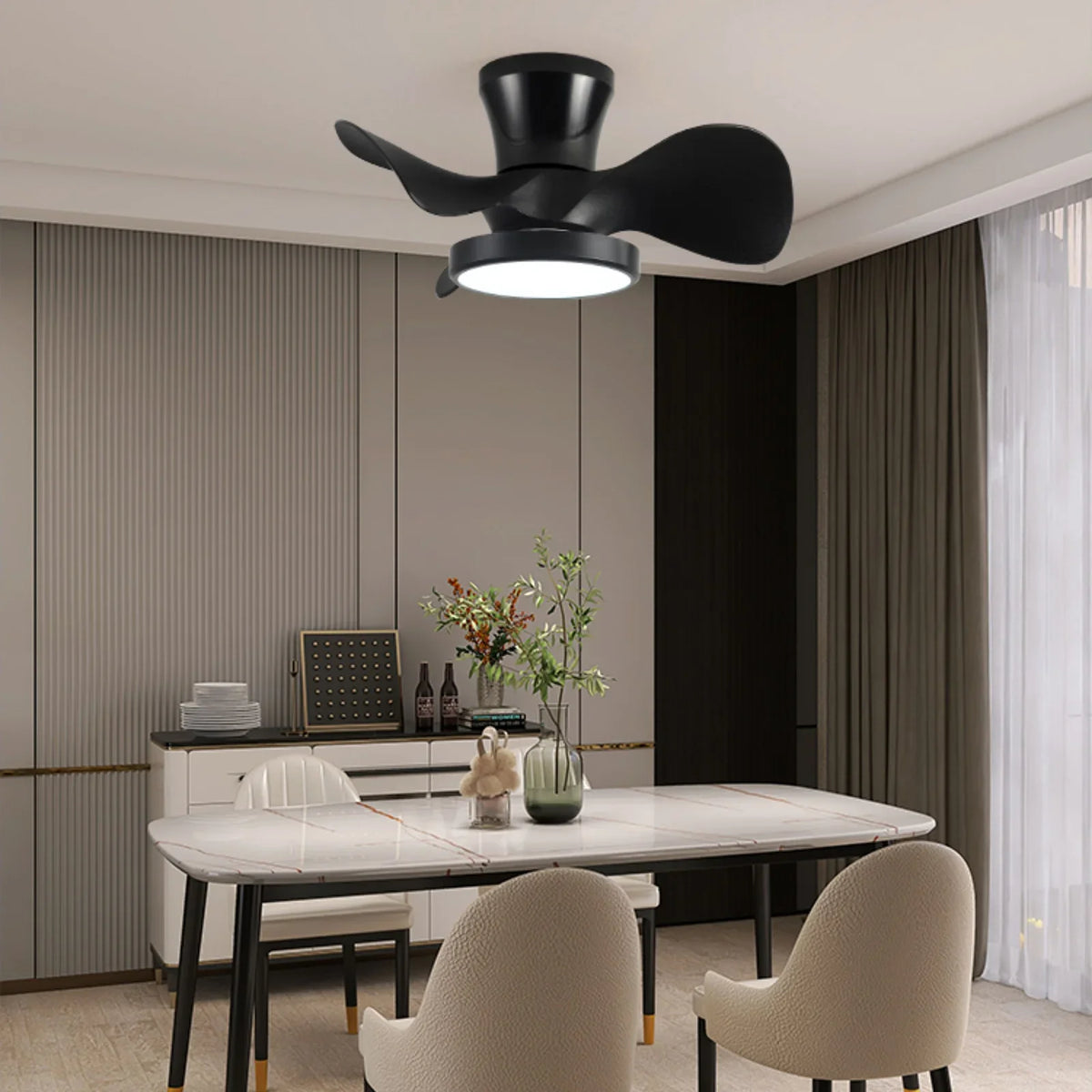 Industrial Round Acrylic Ceiling Fan Light - view 6 | Metavaya