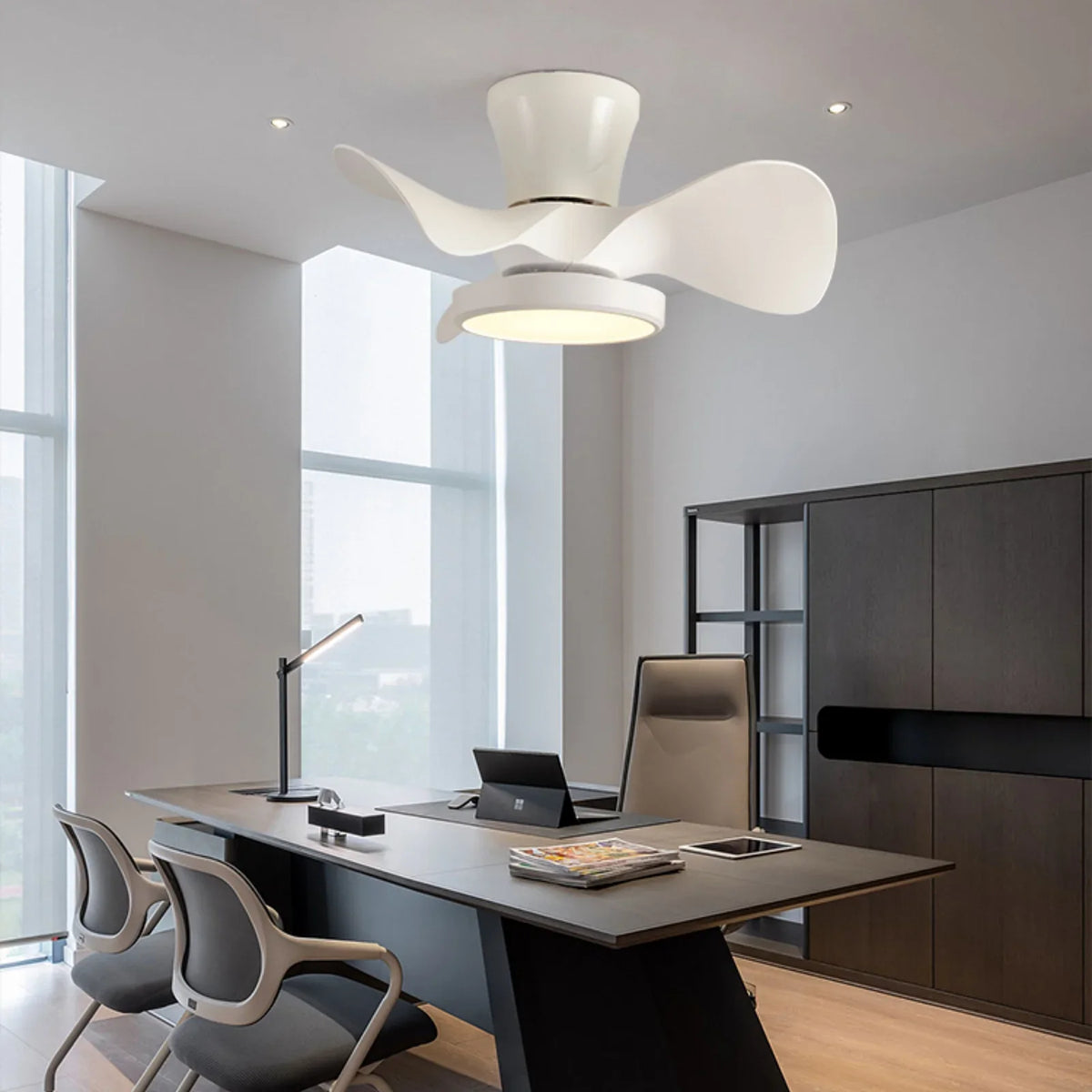 Industrial Round Acrylic Ceiling Fan Light - view 7 | Metavaya