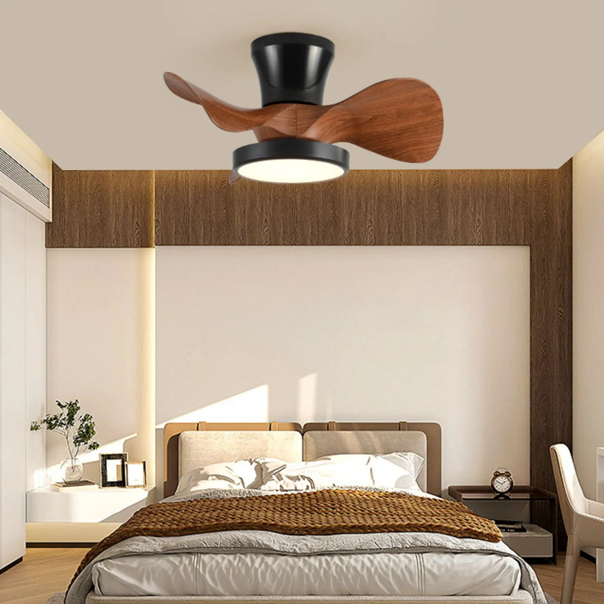 Industrial Round Acrylic Ceiling Fan Light - view 3 | Metavaya